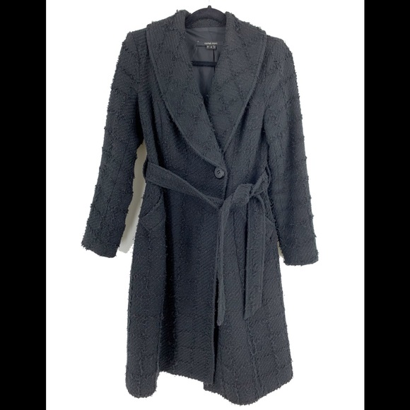 rachel mara Jackets & Blazers - Rachel Mara Black Textured Long Trench Coat 0